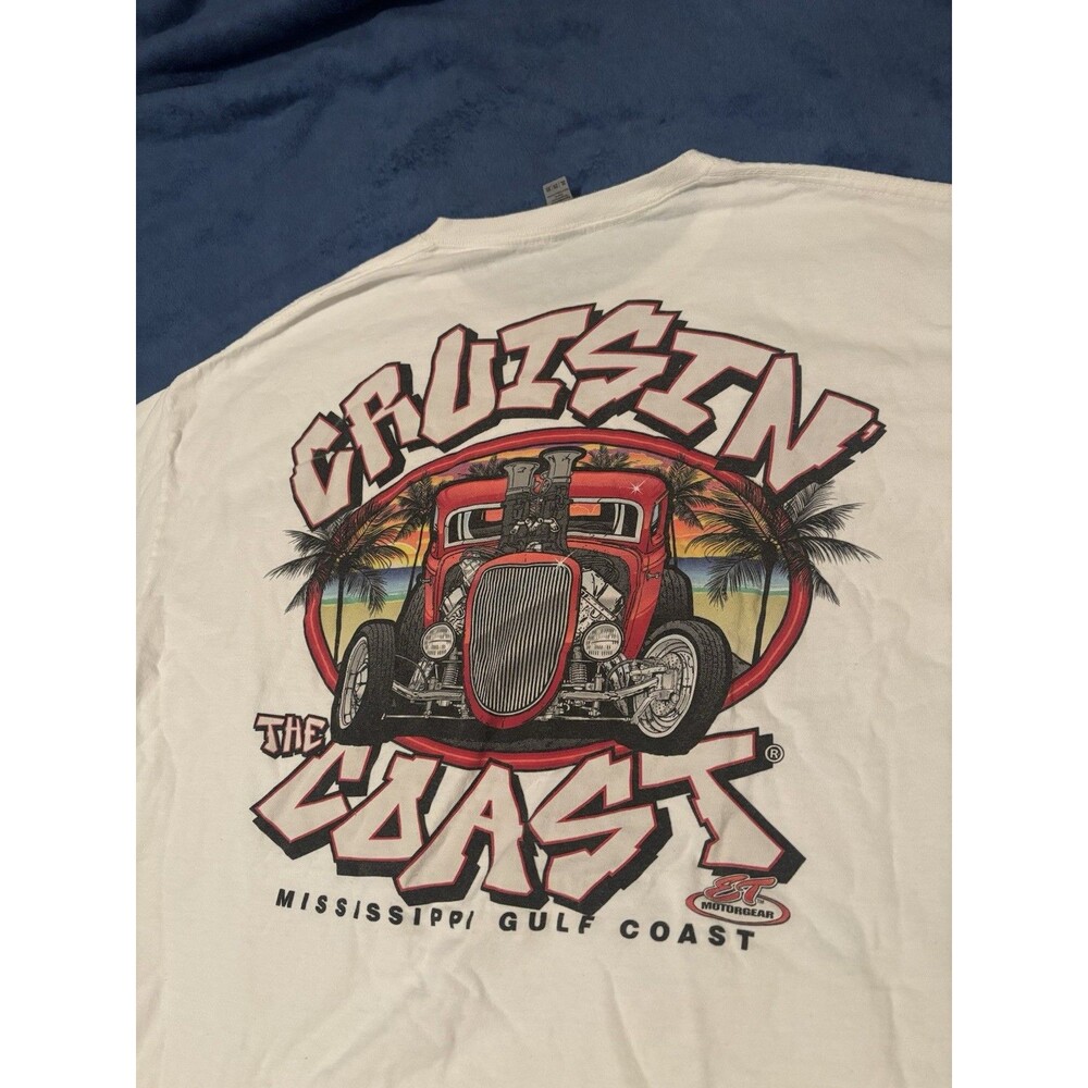 Cruisin’ the Coast white t-shirt Size XXL  - Racing tee - Mississippi Gulf Coast